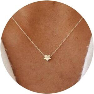 Women 14k Gold Plated Delicate Tiny Love Heart Tiny Star Silver Jewelry